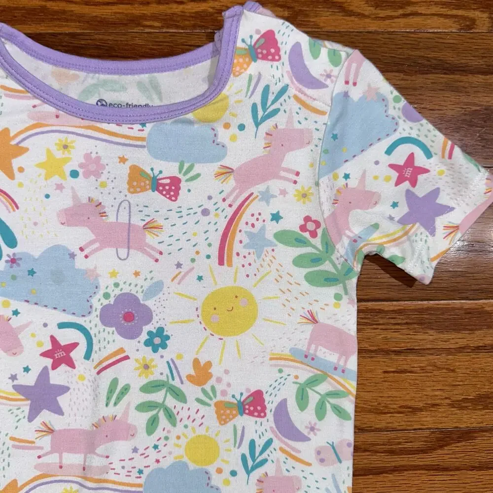 Magnetic Me Girls Sunny Day Vibes Unicorn Flower Soft Modal Pajama Shirt Size 4T